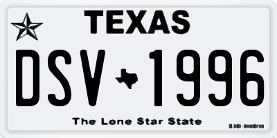 TX license plate DSV1996