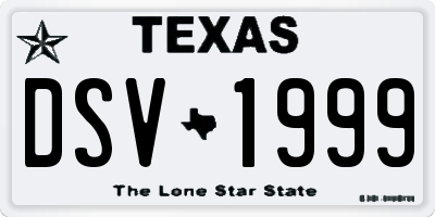 TX license plate DSV1999