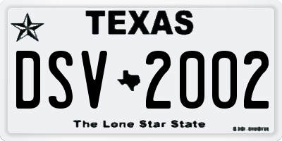 TX license plate DSV2002