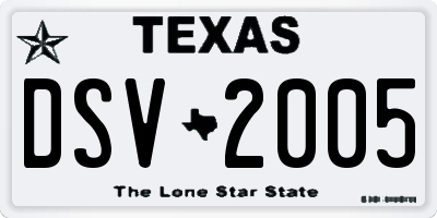 TX license plate DSV2005