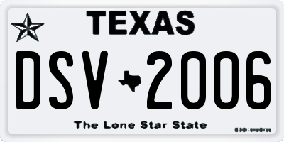 TX license plate DSV2006