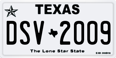 TX license plate DSV2009