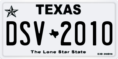 TX license plate DSV2010