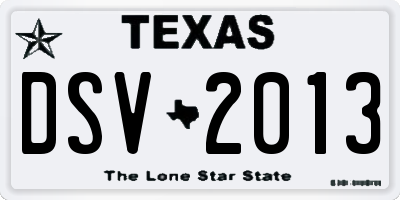 TX license plate DSV2013