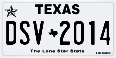 TX license plate DSV2014