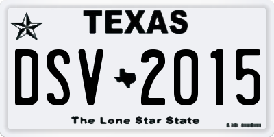 TX license plate DSV2015