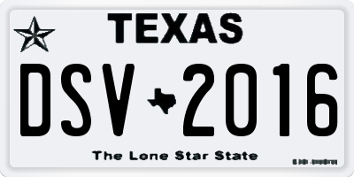 TX license plate DSV2016