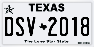 TX license plate DSV2018