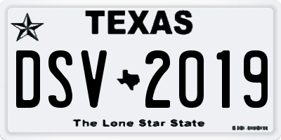 TX license plate DSV2019