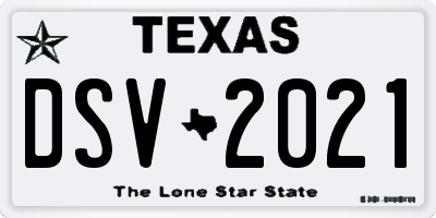 TX license plate DSV2021