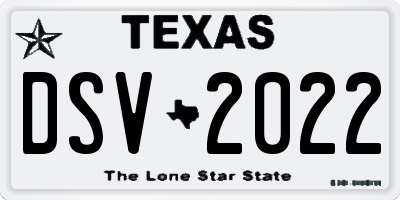 TX license plate DSV2022
