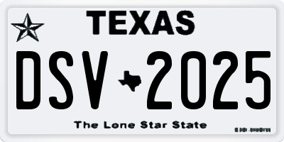 TX license plate DSV2025