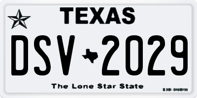 TX license plate DSV2029