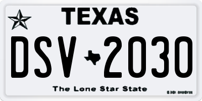 TX license plate DSV2030
