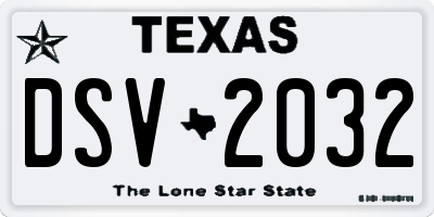TX license plate DSV2032