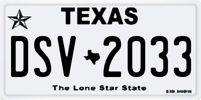 TX license plate DSV2033
