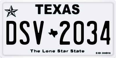 TX license plate DSV2034