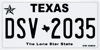 TX license plate DSV2035