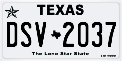 TX license plate DSV2037