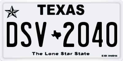 TX license plate DSV2040