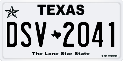 TX license plate DSV2041