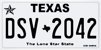 TX license plate DSV2042