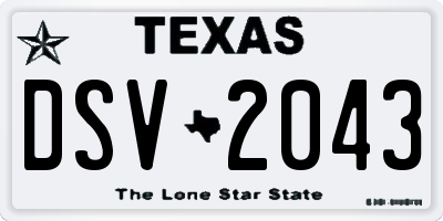 TX license plate DSV2043