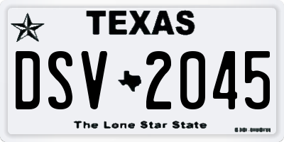TX license plate DSV2045