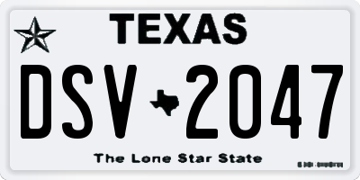 TX license plate DSV2047