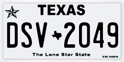 TX license plate DSV2049