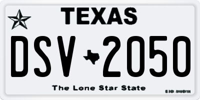 TX license plate DSV2050