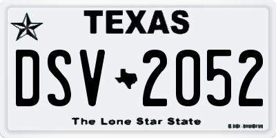 TX license plate DSV2052