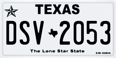 TX license plate DSV2053