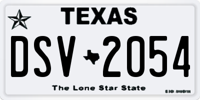 TX license plate DSV2054