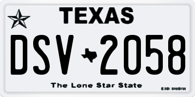 TX license plate DSV2058