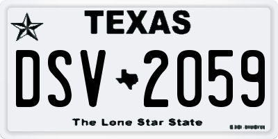 TX license plate DSV2059