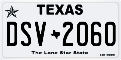 TX license plate DSV2060