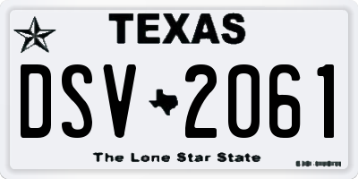 TX license plate DSV2061