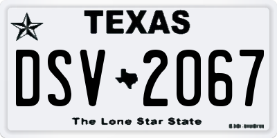 TX license plate DSV2067