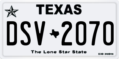 TX license plate DSV2070