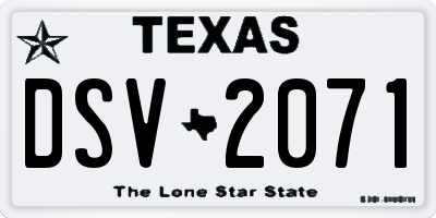 TX license plate DSV2071