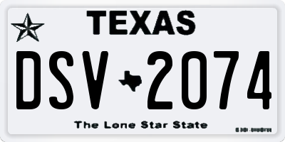 TX license plate DSV2074