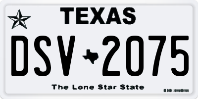 TX license plate DSV2075