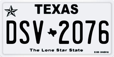 TX license plate DSV2076
