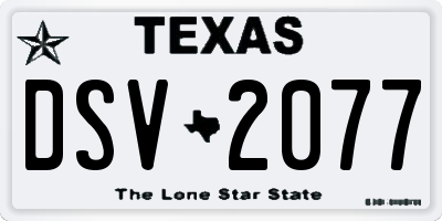 TX license plate DSV2077
