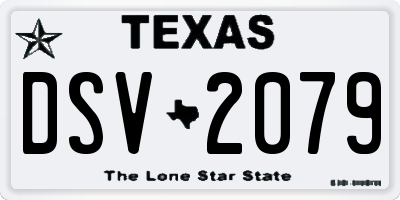 TX license plate DSV2079