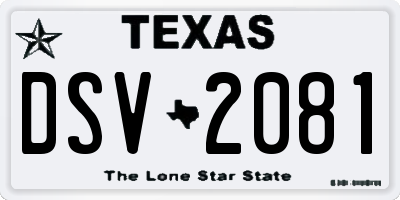 TX license plate DSV2081