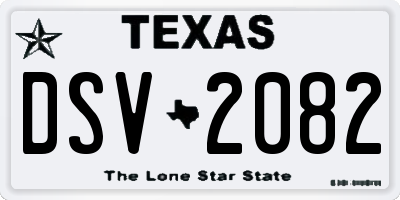 TX license plate DSV2082