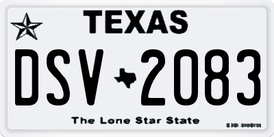 TX license plate DSV2083