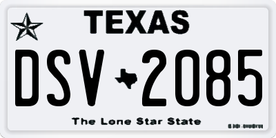 TX license plate DSV2085